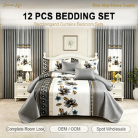Ensemble de literie de luxe 12 pièces, ensemble de couettes taille Queen avec taies d'oreiller et rideaux pour la maison, vente en gros d'usine