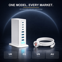 Chargeur GaN 8 ports 520W, hub de bureau avec écran, PD3.0 PPS QC3.0 SCP, alimentation intelligente, 8 appareils, UKCA