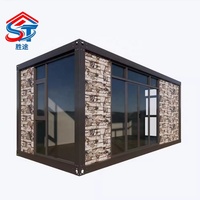 Casa Contenedor Plegable Prefabricada de 20 Pies con Acabado de Madera, Cabina con Veranda, Fachada de Vidrio, Aislada, de Acero, para Camping, Oficina, Edificio, Hotel, Personalizable