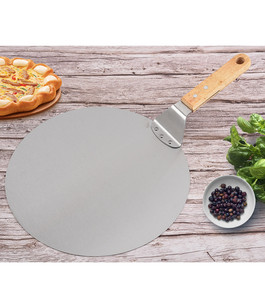 Pelle à <span class=keywords><strong>Pizza</strong></span> en métal en acier inoxydable avec manche en bois pour un rangement facile, palette à <span class=keywords><strong>Pizza</strong></span> et spatule à <span class=keywords><strong>Pizza</strong></span> en acier inoxydable de 12 pouces - Product Image 4