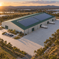 Bâtiment préfabriqué de grande taille pour entrepôt, atelier ou bureau, avec structure en acier de qualité 350 AS/NZS et panneaux PIR, compatible solaire