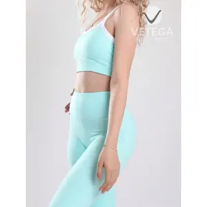 Vetega Two-Tone Yoga Set Gym Clothing Padded <b>Bra</b> and High Waisted Leggings to Sculpt Your Figure - Product Image 1