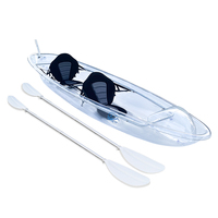 Kayak Transparente para 2 Personas, 3.36m, Policarbonato Cristalino, Luz LED, Fondo de Cristal Transparente, Canoa para Paseos Nocturnos en Resorts