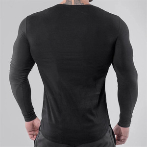 Camisetas de manga larga de colores para hombre, camiseta lisa informal de talla grande, camisetas deportivas para entrenamiento muscular, impresión personalizada - Product Image 6