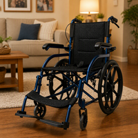 Fauteuil roulant léger de transport avec poignées pour soignant, frein à main et repose-pieds réglable pour usage en maison de retraite