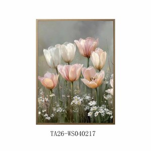 Quadro su Tela Incorniciato con Fiori <span class=keywords><strong>di</strong></span> Tulipano Romantici per Camera da Letto e Soggiorno - Product Image 6