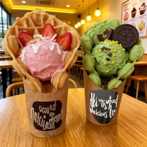 Dâu Tây Crepe hình nón khoai tây chiên giấy bao bì cốc khoai tây chiên Cốc dùng một lần có thể tái chế - Product Image 2