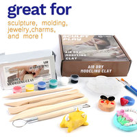 Kit de poterie en argile à séchage à l'air, kit d'argile DIY pour débutants, poterie artisanale à la maison, ensemble d'artisanat pour enfants et adultes