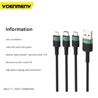 D61V 1M Longitud 3A Corriente Nylon Trenzado Aluminio Shell TPE USB a Micro Teléfono Cables de carga