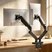 Bras double pour moniteur à ressort à gaz, directement de l'usine, 17-35 pouces, avec plaque VESA à dégagement rapide et charge maximale de 9 kg par écran, certifié CE