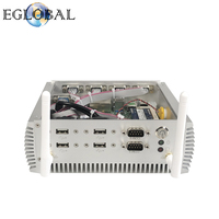 Eglobal Mini PC industriel sans ventilateur en alliage d'aluminium argenté avec processeur Intel Core i5-4200U, double Ethernet LAN, 8 ports USB, 6 ports COM, VGA HD