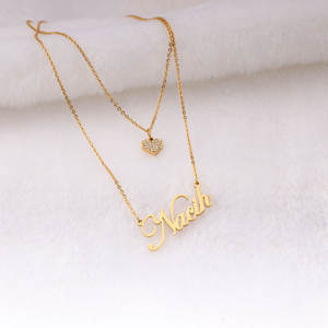 Gioielli di moda in acciaio inossidabile <span class=keywords><strong>doppio</strong></span> strato di diamanti collana con ciondolo personalizzato con <span class=keywords><strong>nome</strong></span> personalizzato collane <span class=keywords><strong>per</strong></span> donne ragazze - Product Image 4