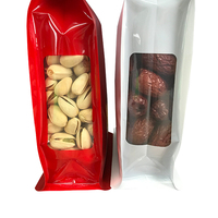 Lebei Mini sac refermable coloré à fermeture éclair pour emballage alimentaire en plastique à fond plat avec fenêtre pour emballage de fruits secs à noix