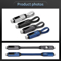 Cable USB Multifuncional 3 en 1 con Carga Rápida PD100W 5A, Tipo-C a Tipo-C y Lightning, Trenzado de Nailon y Aleación de Aluminio, Cargador OTG para iPhone y Samsung
