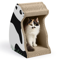 Mignonne maison à gratter pour chat en forme de panda, lit pour chat en carton ondulé, planche à gratter, meuble cachette pour animaux de compagnie