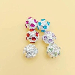 Rhinestone <b>Ball</b> Jewelry Accessory Round Silver Plated With Colorful Zircon For Jewelry Making - Product Image 1