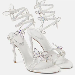 Sandalias de tacón de aguja con diamantes de imitación brillantes para mujer, modelo 2026, con banda estrecha de cristal y tacones en espiral tipo serpiente, ideales para fiestas. - Product Image 2