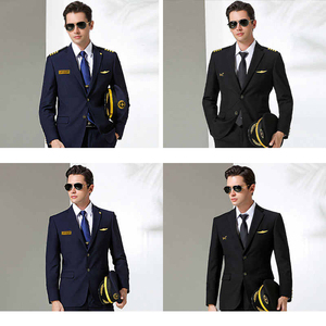 Camicia di fascia alta blu uniforme da capitano della compagnia aerea con cappotto Set di cappotto uniforme da istituto di addestramento per pilota - Product Image 5