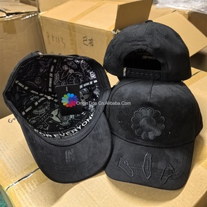 Gorras Personalizadas Sombrero G5 INNEDIT Gorra de Béisbol de 5 Paneles de Gamuza Dobby con Bordado de Flores y Esqueletos Desgastados - Product Image 5