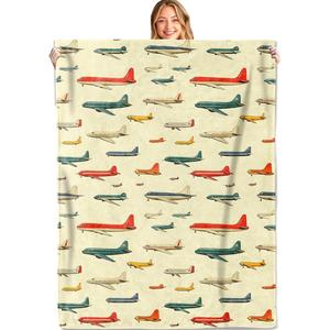 Gray Warplane Sky Scene <b>Flannel</b> Blanket Throw Blanket Nap Blanket Super Soft Machine Washable for Travel Camping Custom Print - Product Image 6