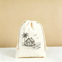 Pochettes à cordon en toile de coton recyclé lavables sur mesure et sacs d'emballage cadeau réutilisables à motif de dessin animé écologique