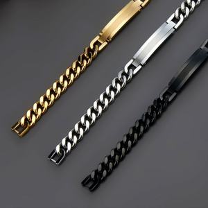 Bracelet pour homme en acier inoxydable 316L personnalisé, gravé, plaqué or 14k 18k, chaîne à maillons tendance pour homme - Product Image 3