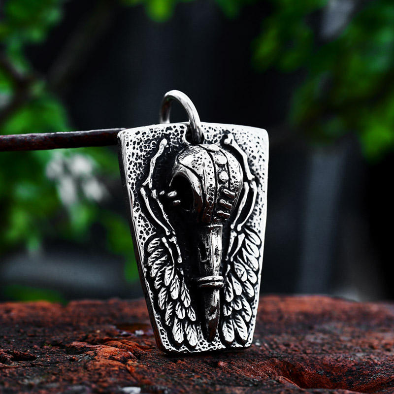 SS8-1073P 2023 New Arrival Viking Raven Eagle Crow Pendant Skull
