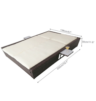 Chaise longue double en rotin pour l'extérieur avec plateau latéral pour gobelets, lit de repos en osier
