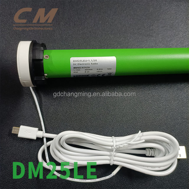 Hot Sale DM25LE  1.1Nm Blind Motors Usb Charger Blind Zebra Curtain Motorized DC Lithium Battery Tubular Motor