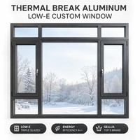 Fenêtre à battant triple vitrage GELLJA en alliage d'aluminium à rupture de pont thermique, verre Low-E, sur mesure, anti-corrosion, insonorisée, pour maison moderne