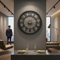 Jam Dinding Industri Kustom Grosir, Besi Berongga, Senyap Tanpa Bunyi Tik-tok, Jam Dekoratif untuk Dekorasi Kantor dan Ruang Tamu