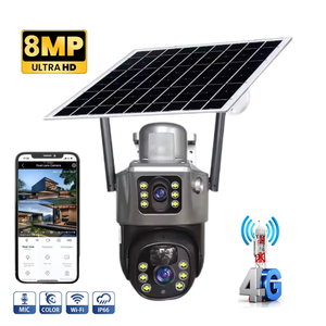 8MP 4k pin năng lượng mặt trời Powered máy ảnh 4 gam Wifi PTZ không thấm nước ngoài trời ống kính kép tầm nhìn ban đêm Video <span class=keywords><strong>CCTV</strong></span> năng lượng mặt trời hệ thống <span class=keywords><strong>camera</strong></span> - Product Image 1