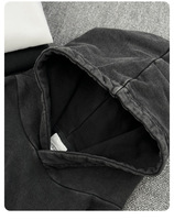 Sweat à capuche épais personnalisé en tissu éponge, style vintage américain, marque de mode, col rond délavé à la cire, mode homme rétro