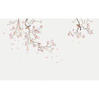 Papier peint texturé 3D, murale de style chinois avec oiseaux et fleurs, papier peint et tissu mural pour fond de télévision