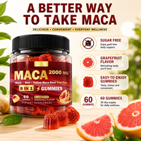 Gummies de Maca Marque Blanche OEM 2000mg 60 Gummies Racine de Maca Noire Rouge Jaune du Pérou Soutien Énergétique Sans Sucre