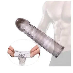 Cransparent Crystal Penis Sleeve Adult Longer Penis Covers Extender Condoms Sleeve Sex Toys For Men