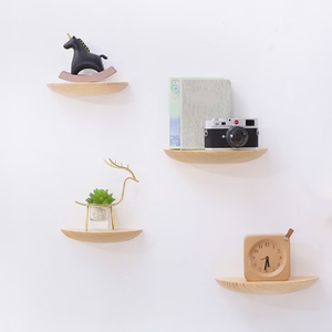 Présentoir mural demi-rond en bois massif pour salon décoratif pour la maison Étagère de rangement en bois Étagères flottantes à suspendre au mur - Product Image 3