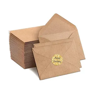 Gerecycled Bruin Papier Envelop Papieren Zak Verpakking Enveloppen Voor Uitnodiging Bruiloft Baby Shower Briefpapier