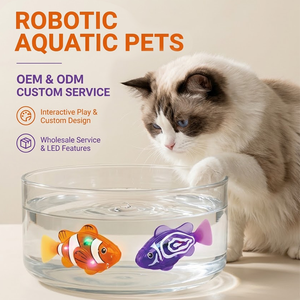 Juguetes para Gatos, Lindos Juguetes de Peluche, <span class=keywords><strong>Robot</strong></span> de <span class=keywords><strong>Juguete</strong></span> Interactivo con Inducción Magnética, <span class=keywords><strong>Pez</strong></span> Nadador Luminoso Eléctrico que Estimula el Instinto de Caza del Gatito - Product Image 1