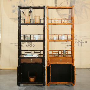 Chinese <b>Retro</b> Bamboo <b>Bookcase</b> With Cabinet Storage Display Shelf 56x32x168cm For Home Office Use - Product Image 2