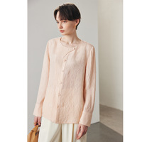 Chemisier de luxe 100 % soie de mûrier style chinois pour femme, élégant haut Qipao à imprimé floral jacquard, chemise boutonnée 2026