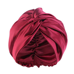 Turban Simulation Soie Sommeil Femmes Enveloppe Double Couche Cheveux Bonnets Avec Bande Élastique Tache Soie Bonnet - Product Image 4