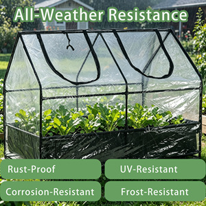 Portable Mini Modern Raised Bed UV-Resistant Tunnel Greenhouse Powder Coated Iron <b>Frame</b> PVC Cover Cold <b>Frame</b> Zipper Window - Product Image 3