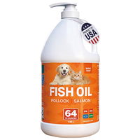 Pack Économique de 64 oz d'Huile pour Poissons de Compagnie, Huile de Pollock et de Saumon, Fabriqué aux États-Unis, Oméga 3 6 9 Liquide pour les Foyers Multi-Chiens