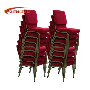 Fournitures d'usine chaises d'église empilables à emboîtement bon marché de haute qualité chaise d'église en métal rembourrée de 21 "pour la conférence
