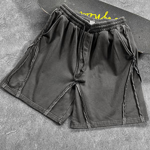 Pantalones cortos de calle de estilo vintage de peso pesado 400GSM con paneles cosidos y cierre de cordón - Product Image 4