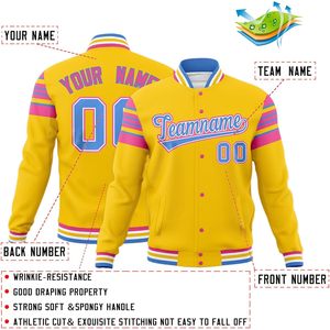 Blouson universitaire personnalisé style Letterman unisexe pour adulte, entièrement boutonné, style preppy, respirant, col rabattable, idéal pour l'automne - Product Image 3