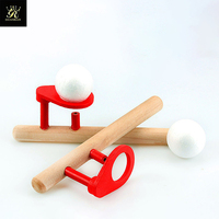 Divertido Juego de Pelota Levitante con Tubo de Madera para Soplar, Juguete de Pelota Flotante, Ejercicio de Músculos Orales, Juego Sensorial para Niños
