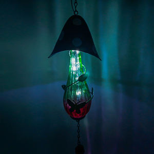 Bewegingsensor Solar Paddestoel Windgong Lantaarn Automatisch aan bij schemering met warm licht en rustgevend geluid voor tuinpad balkon - Product Image 5