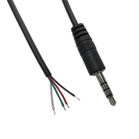 Câble audio TRRS mâle 3,5 mm avec extrémité ouverte à fil nu, gaine en PVC, blindage combiné pour microphone, haut-parleur de voiture